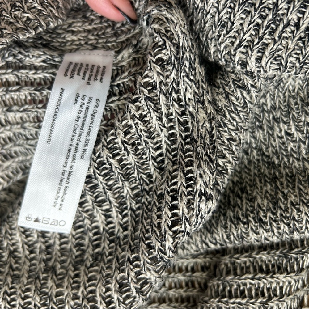 NEW Eileen Fisher Linen Wool Blend Open-Front Marled Knit Cardigan Sweater Sz PP - Picture 6 of 6